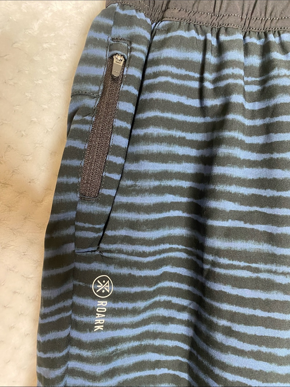 Roark Striped Blue and Black Run Amok Shorts - Picture 2 of 4